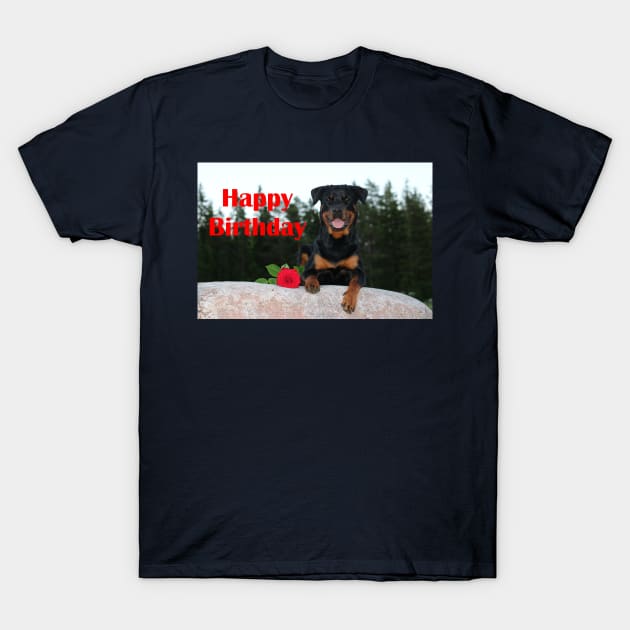 Rottweiler Happy Birthday T-Shirt by Wanderingangel